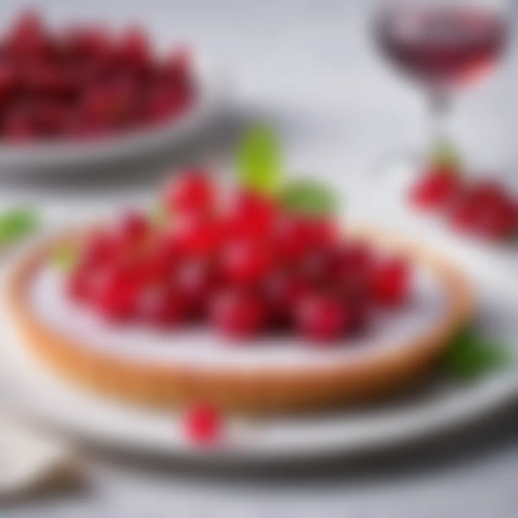 Elegant Red Currant Tart on White Porcelain Plate