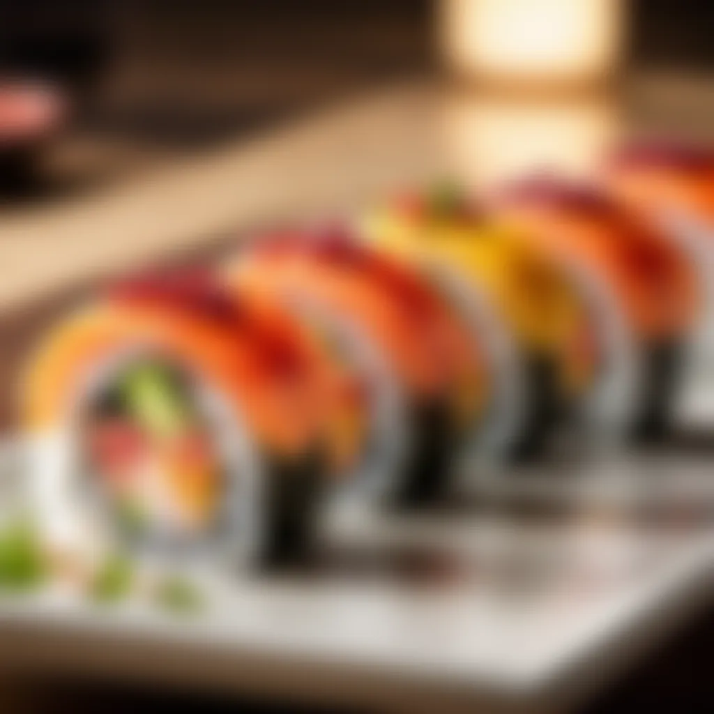 Elegant sushi roll presentation