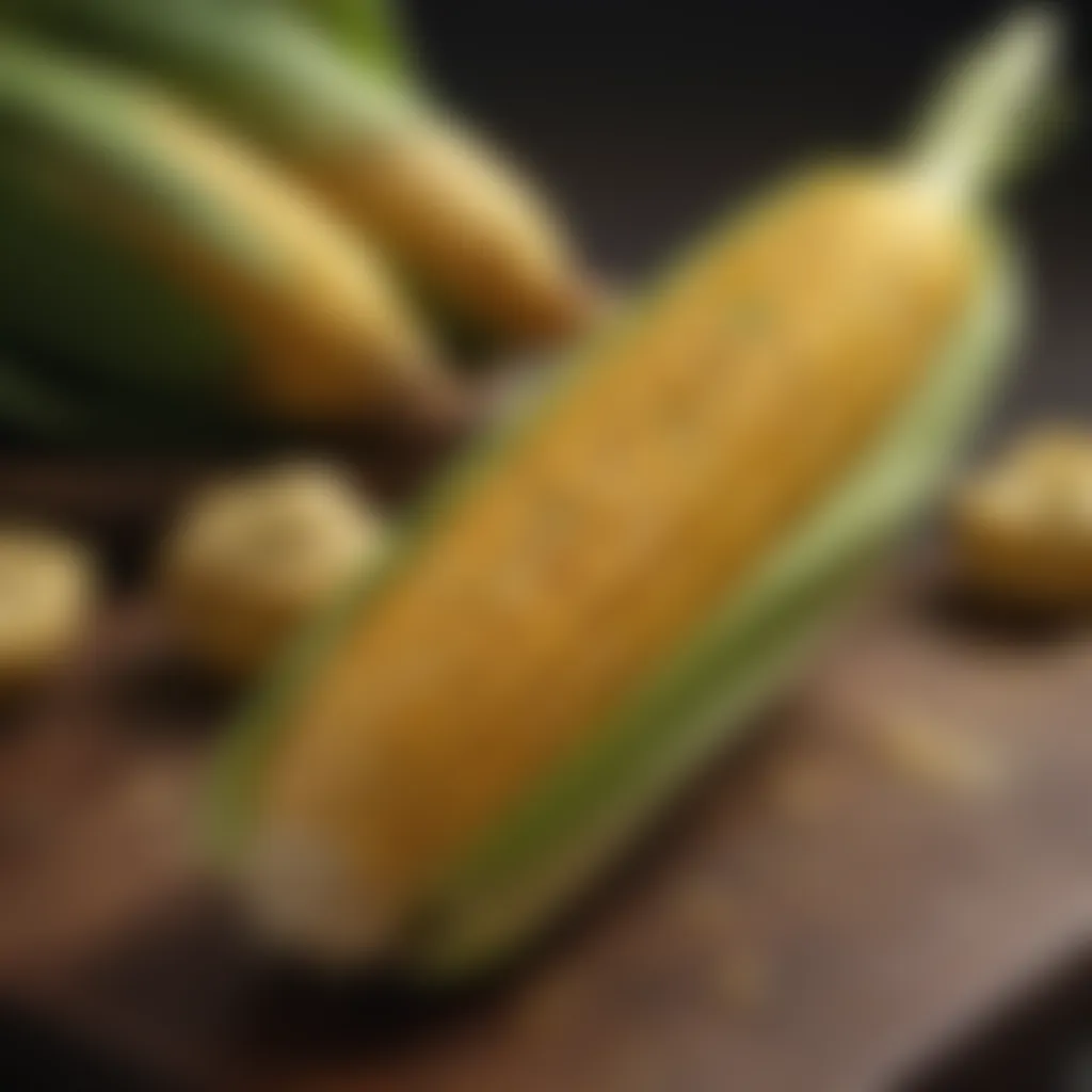 Elegant corn on the cob creation with a fusion of global flavors