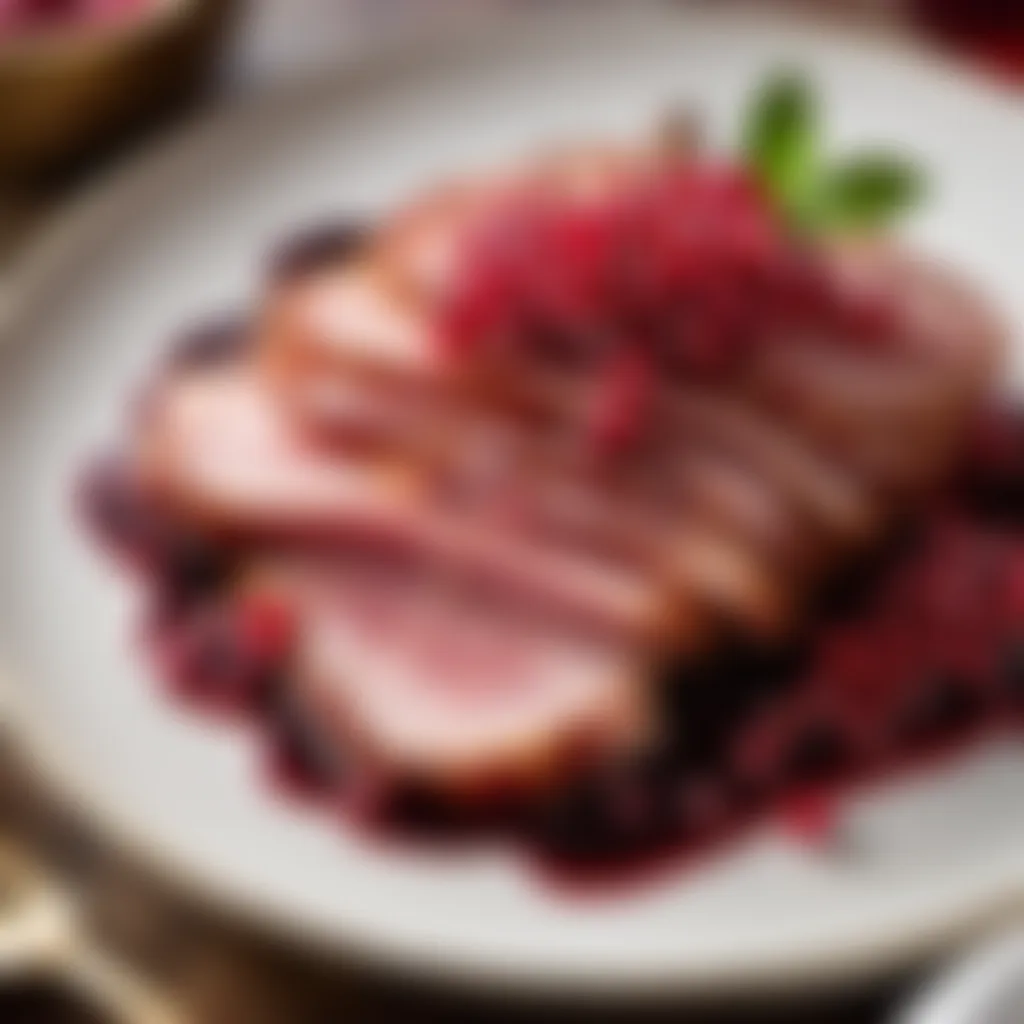 Maple Glazed Ham Slices with Pomegranate Reduction