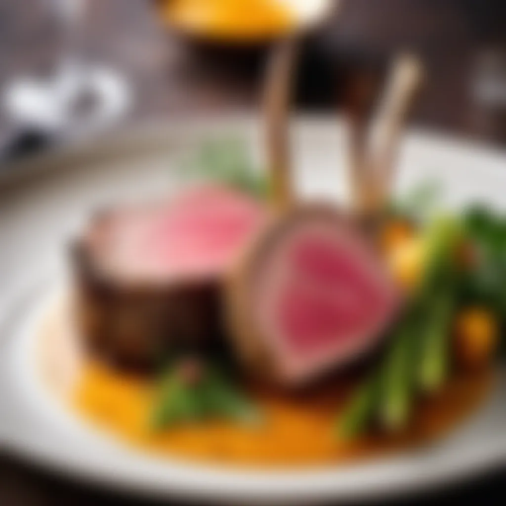 Exquisite rack of lamb on elegant plating