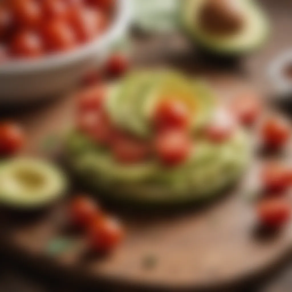 Creamy Avocado and Juicy Cherry Tomatoes Fresh Avocado Slices and Cherry Tomatoes