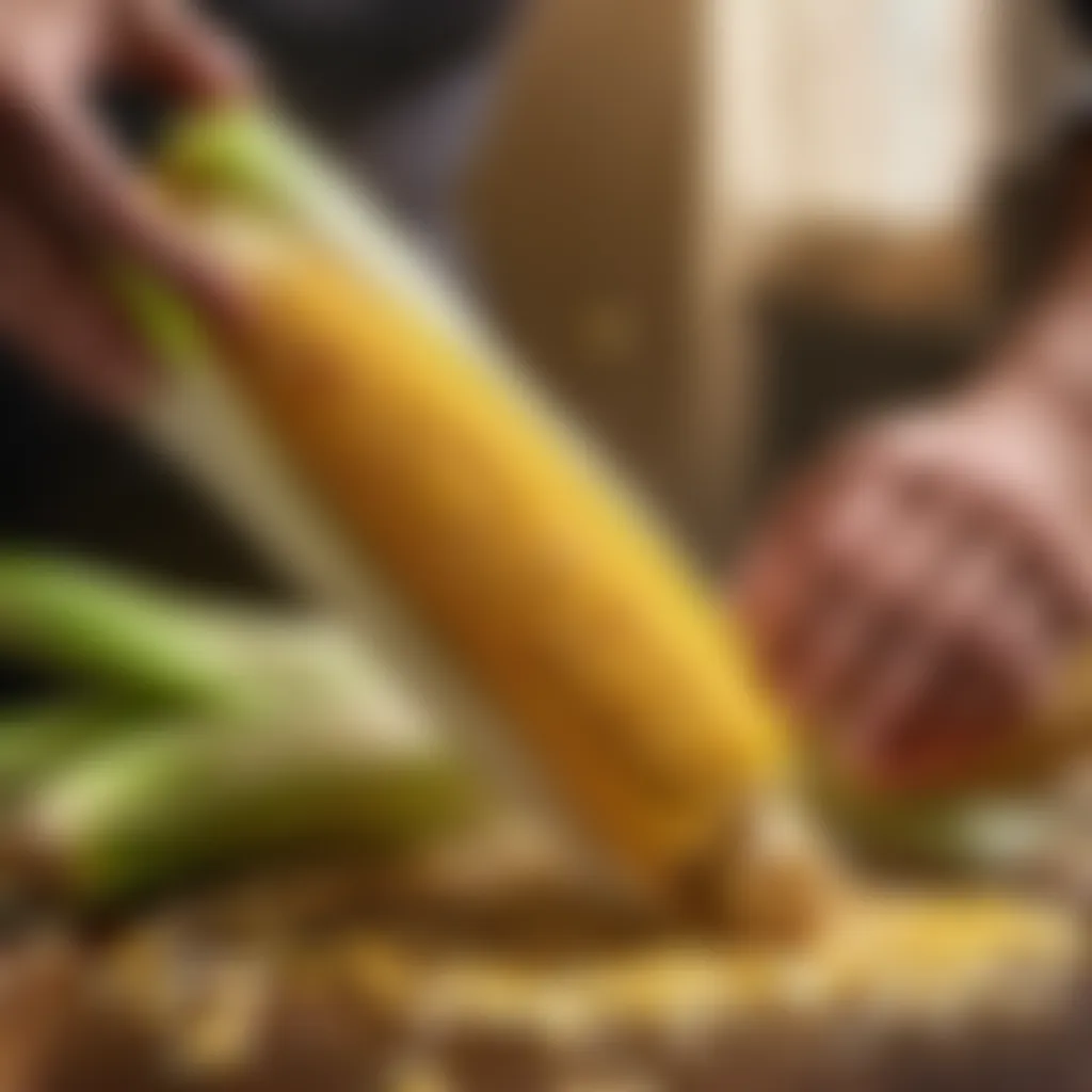 Artful Husk Removal Technique Corn Husk Removal