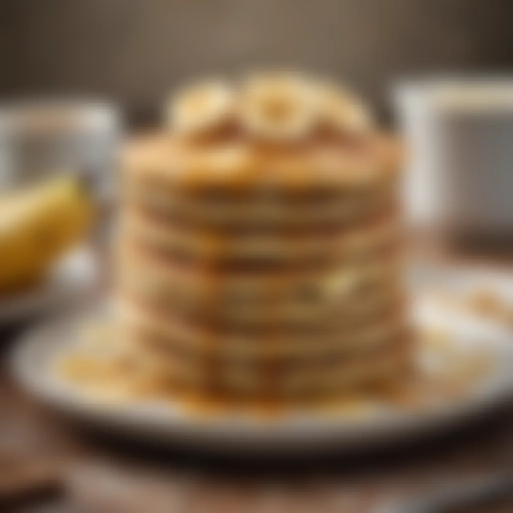 Elevated view of stacked banana pancakes with a hint of cinnamon