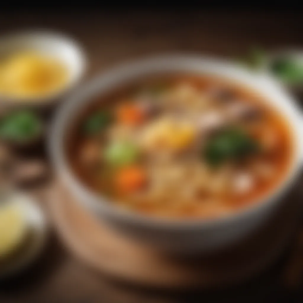 Artistic rendition of a bowl of aromatic noodle soup