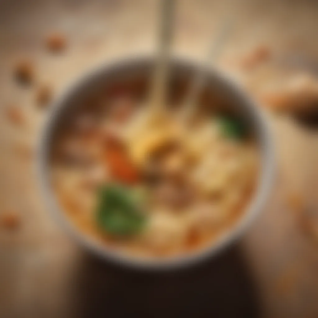 Visual interpretation of texture diversity in noodle soup