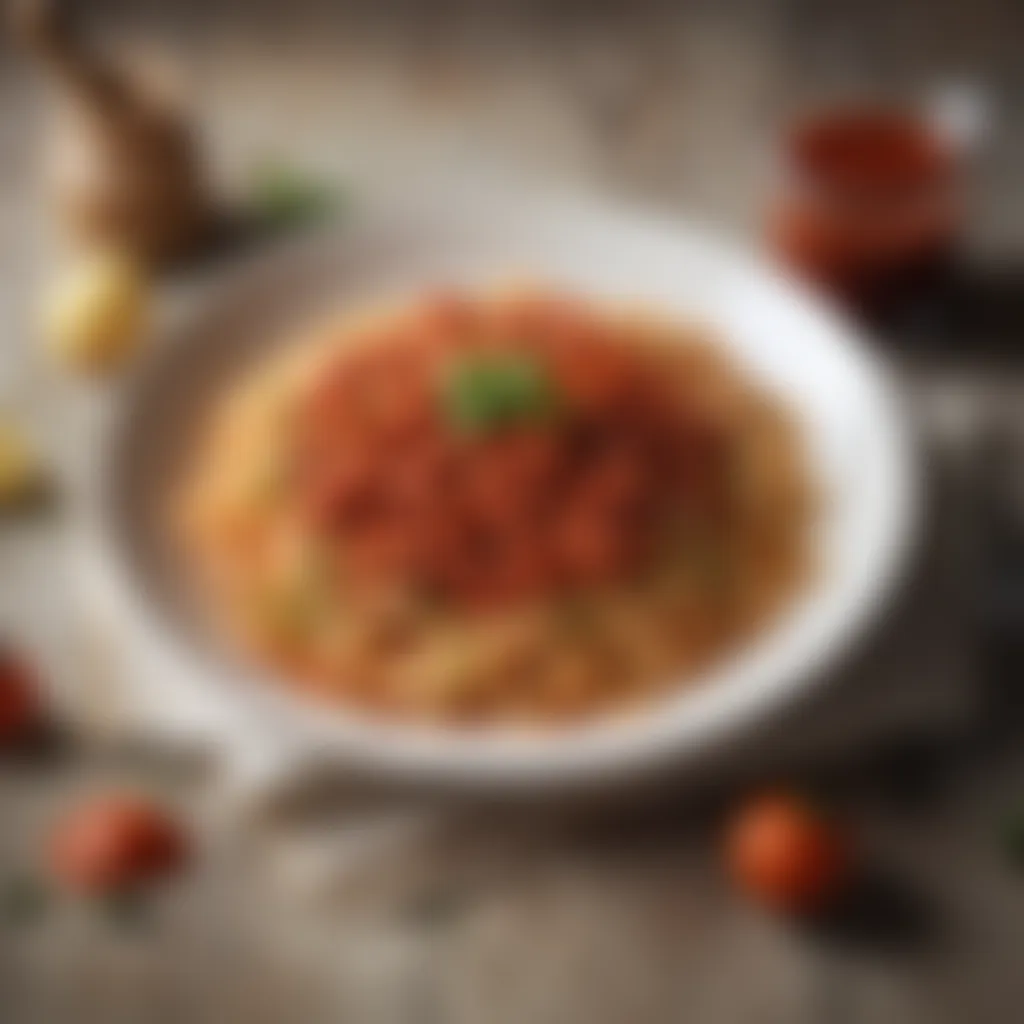 Exquisite pasta and tomato sauce fusion dish