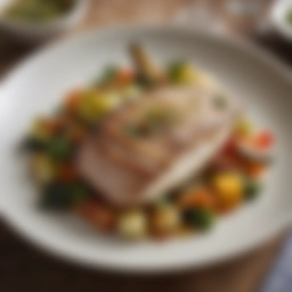 Pan-seared bangus with vegetable medley Exquisite presentation of pan-seared bangus with vibrant vegetable medley