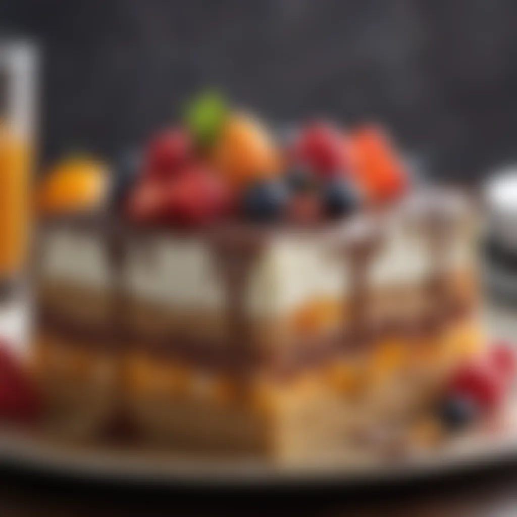 Intricate and Luxurious Dessert Creation A beautifully crafted dessert showcasing intricate details and luxurious presentation