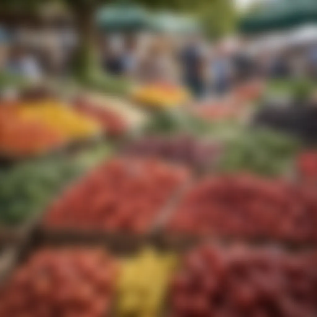 A vibrant farmers market in Eugene showcasing local produce