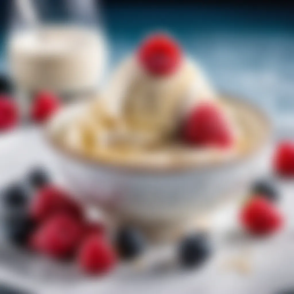 Evaporated Milk Ice Cream Garnished with Fresh Berries