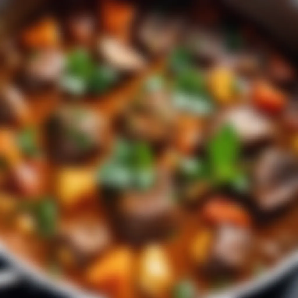 Close-up of Ewa Agoyin stew simmering in a pot