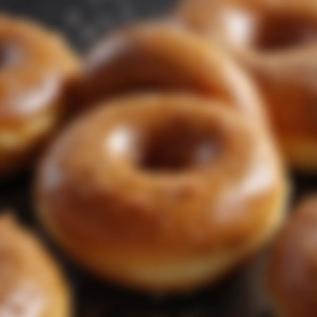 Close-up of baked donuts showcasing their texture