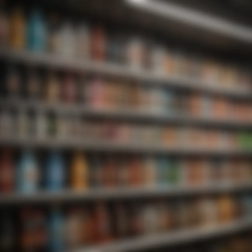 An array of branded alcohol shakers on a retail shelf