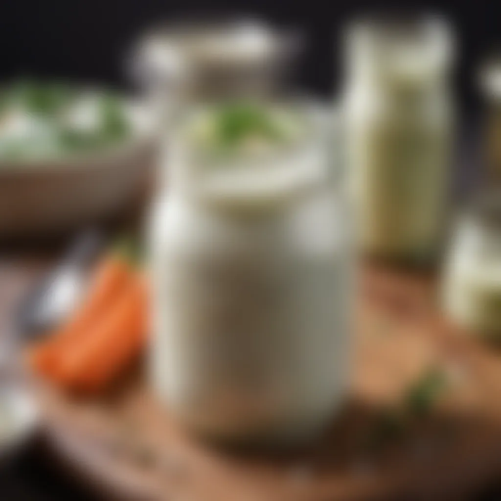 Glass jar filled with homemade low sodium ranch dressing