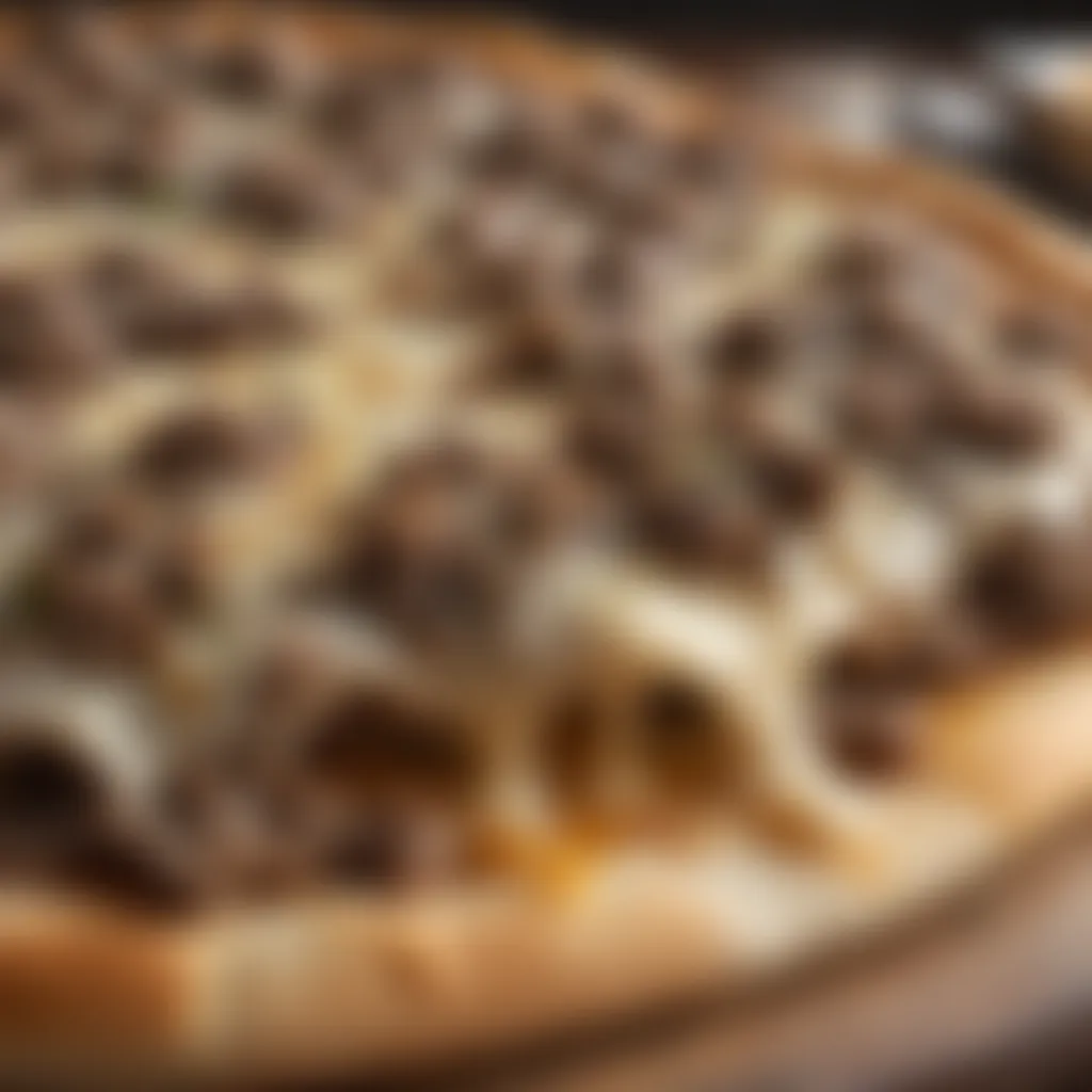 Cheesesteak Pizza with Melted Cheese