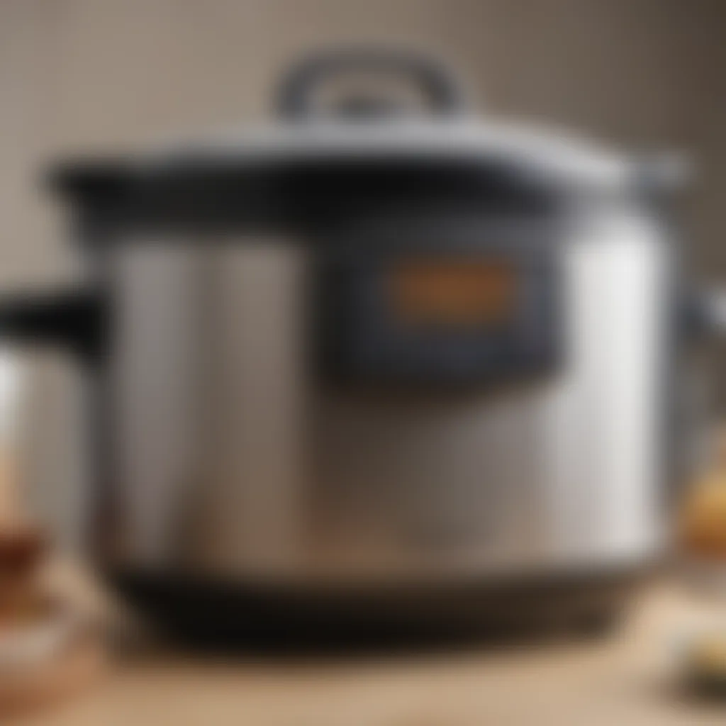 Close-up of a slow cooker displaying its advanced controls and settings