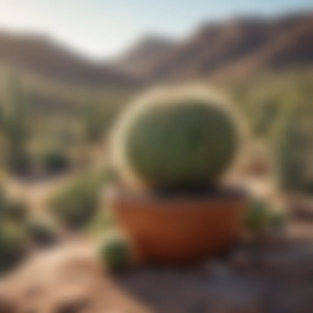 A scenic landscape featuring cactus plants in their natural habitat