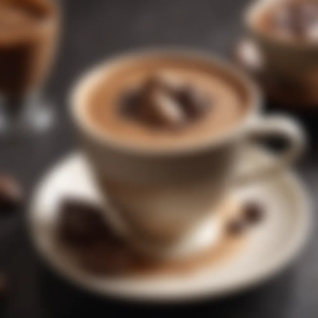 Indulgent Cafe Moka Experience A rich cup of Cafe Moka showcasing its creamy texture and chocolate infusion.