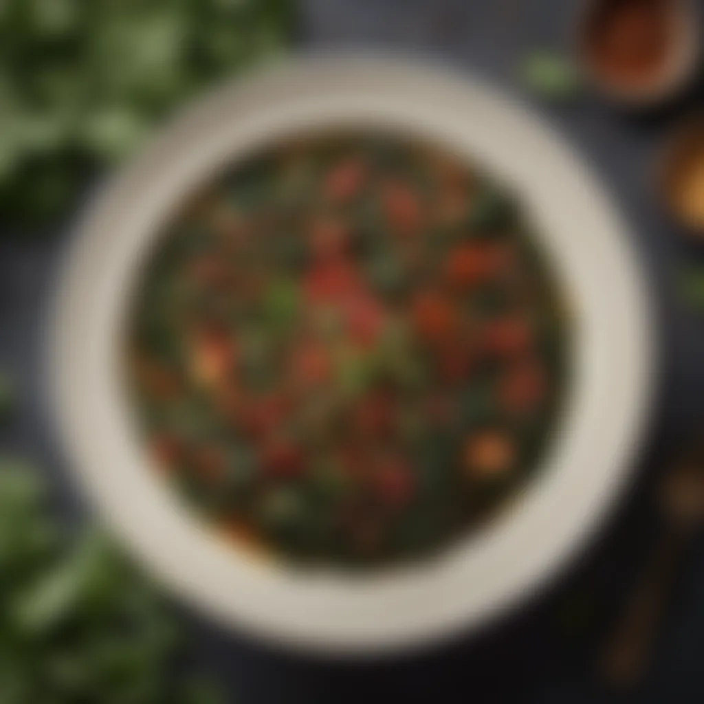 Gourmet Callaloo Presentation A beautifully plated callaloo dish, highlighting its rich colors and ingredients.