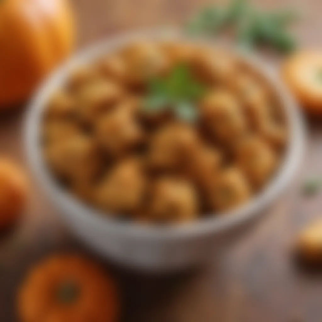 A vibrant bowl filled with homemade pumpkin dog treats garnished with a sprinkle of parsley