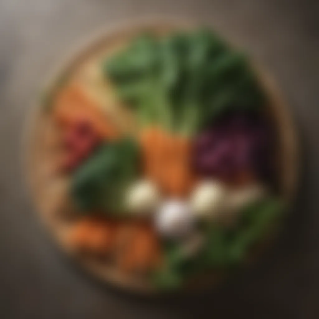 Exquisite array of assorted leafy greens and root vegetables on a bamboo mat