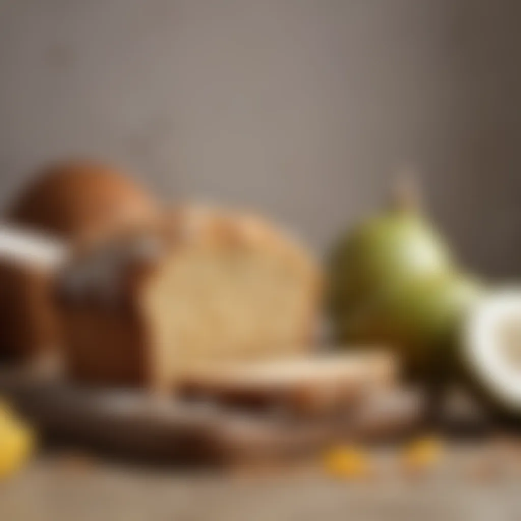 An assortment of coconut bread served with tropical fruits