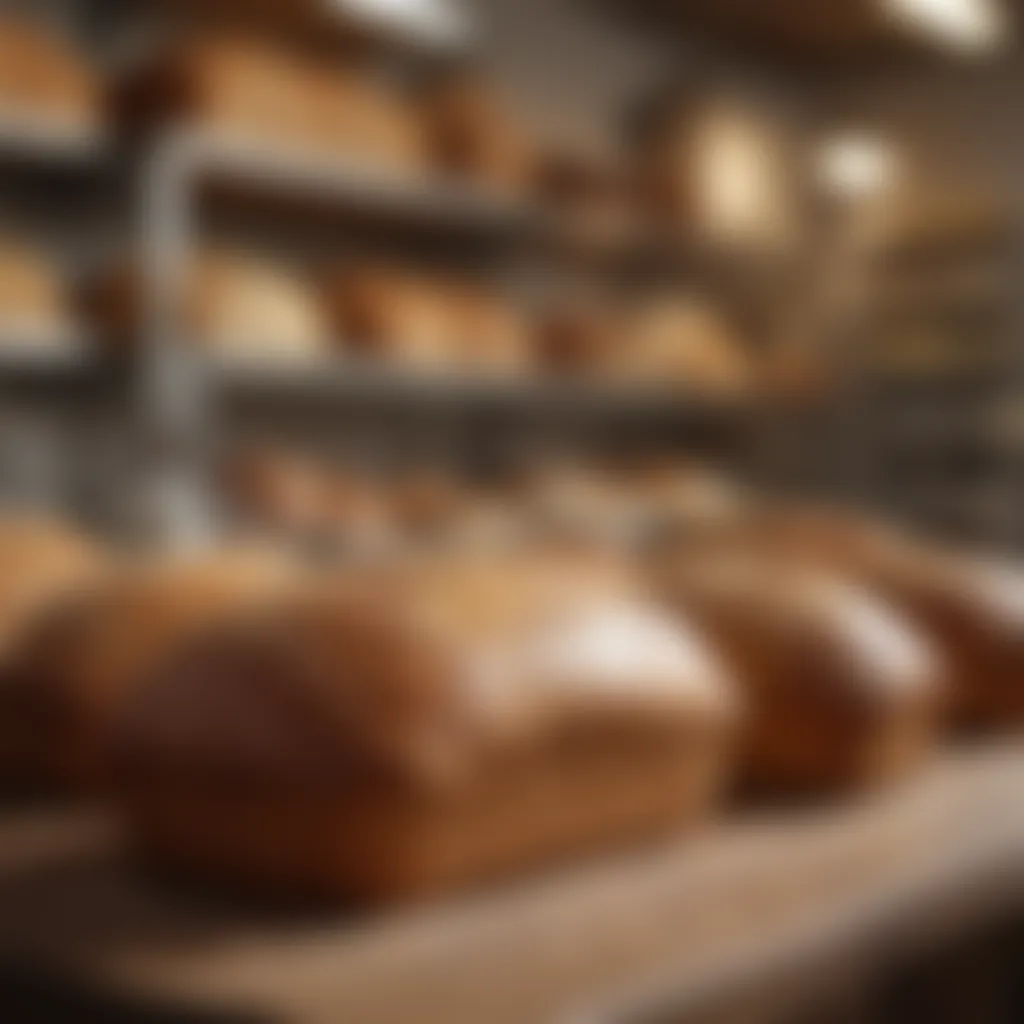 A cozy local bakery showcasing coconut bread on display