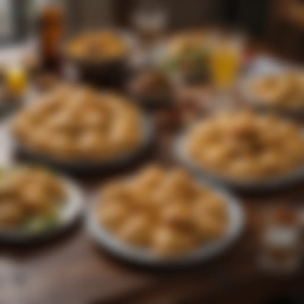 A vibrant Colombian table setting with empanadas and traditional beverages