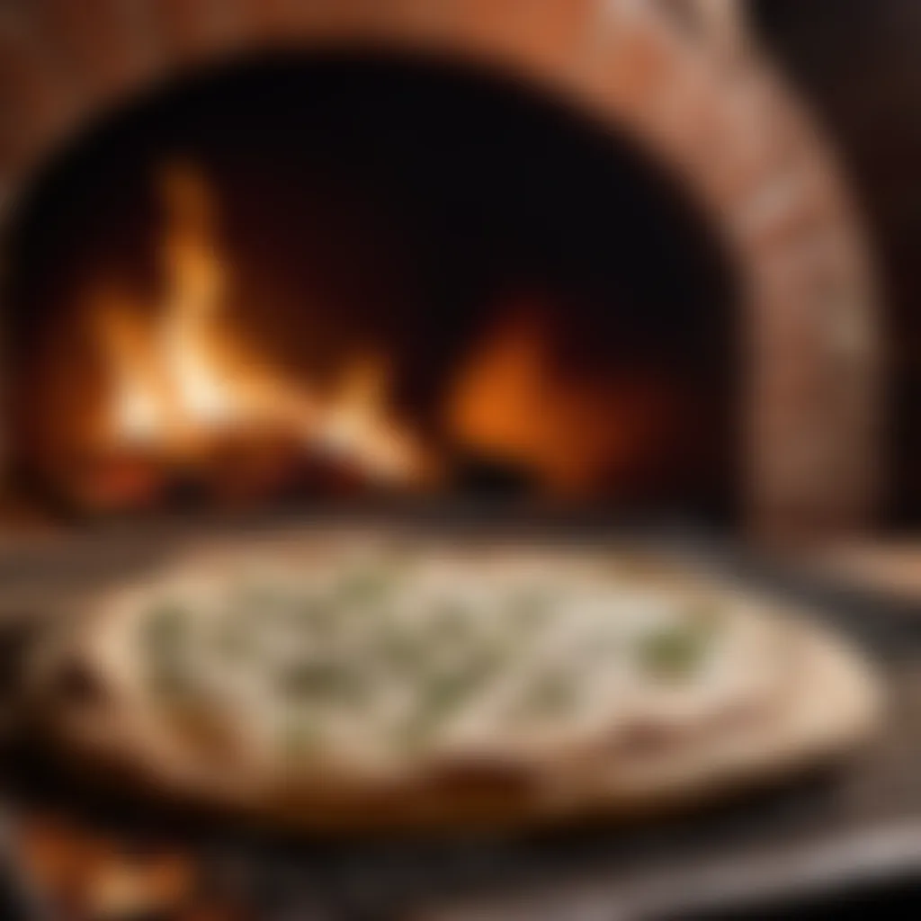 Traditional clay oven baking flatbread