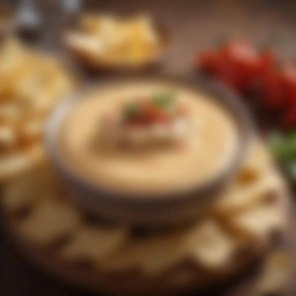 Delicious queso dip served in a rustic dish