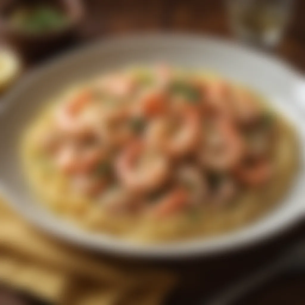 A luscious shrimp scampi dish with melted butter sauce