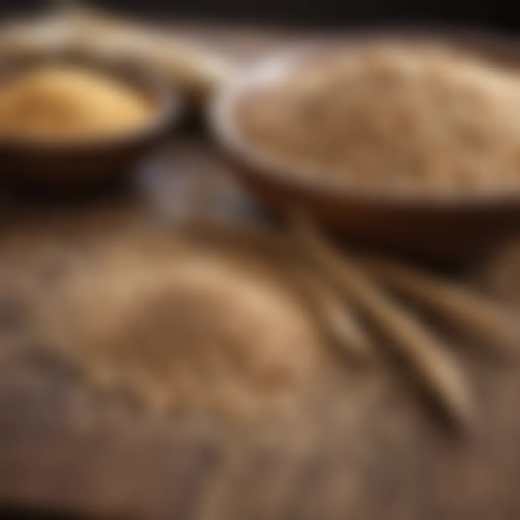 Whole grains on a rustic table contributing to fiber intake