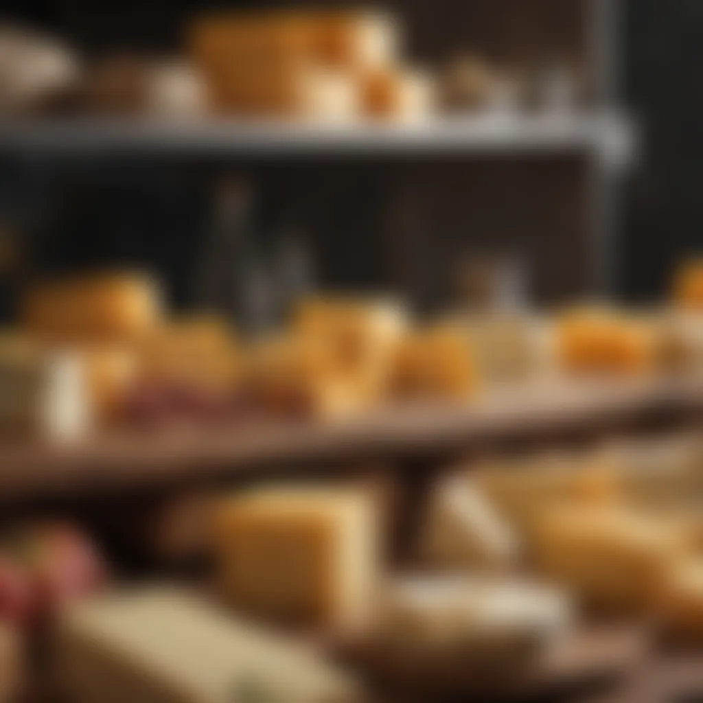A visually appealing arrangement of cheeses highlighting distinct production methods.