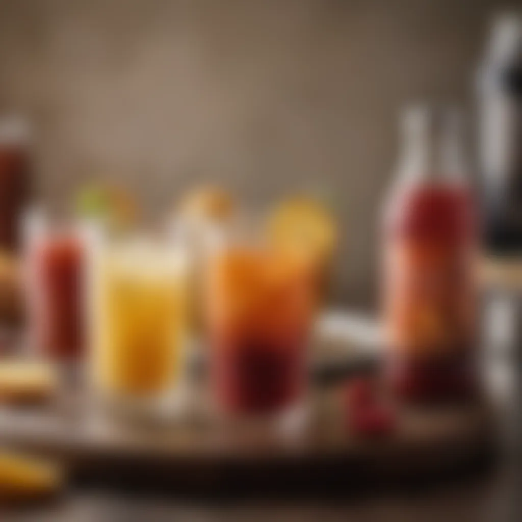 Vibrant assortment of Drinkmate recipes showcasing unique carbonated beverages