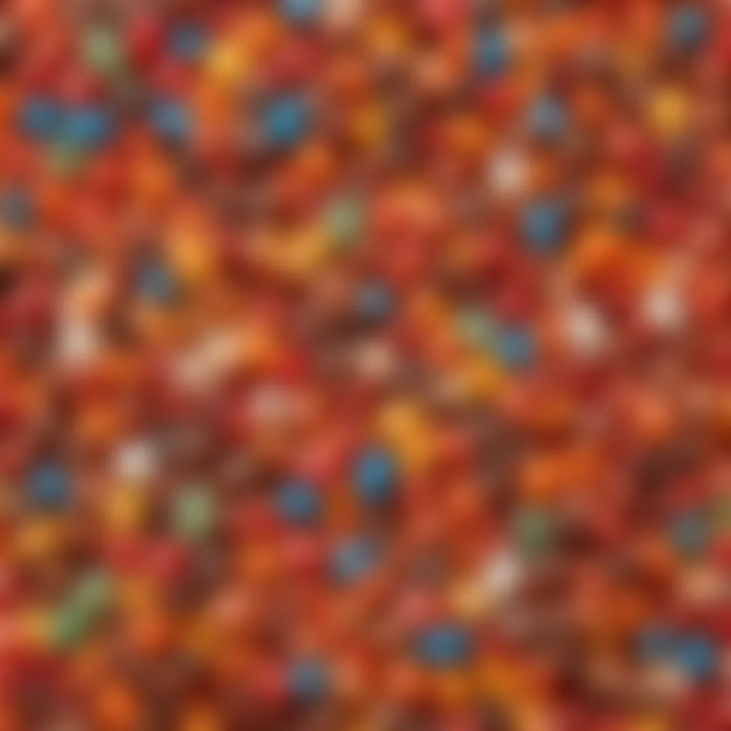 A vibrant display of Dunkin' iced coffee flavored jelly beans showcasing their colorful variety.