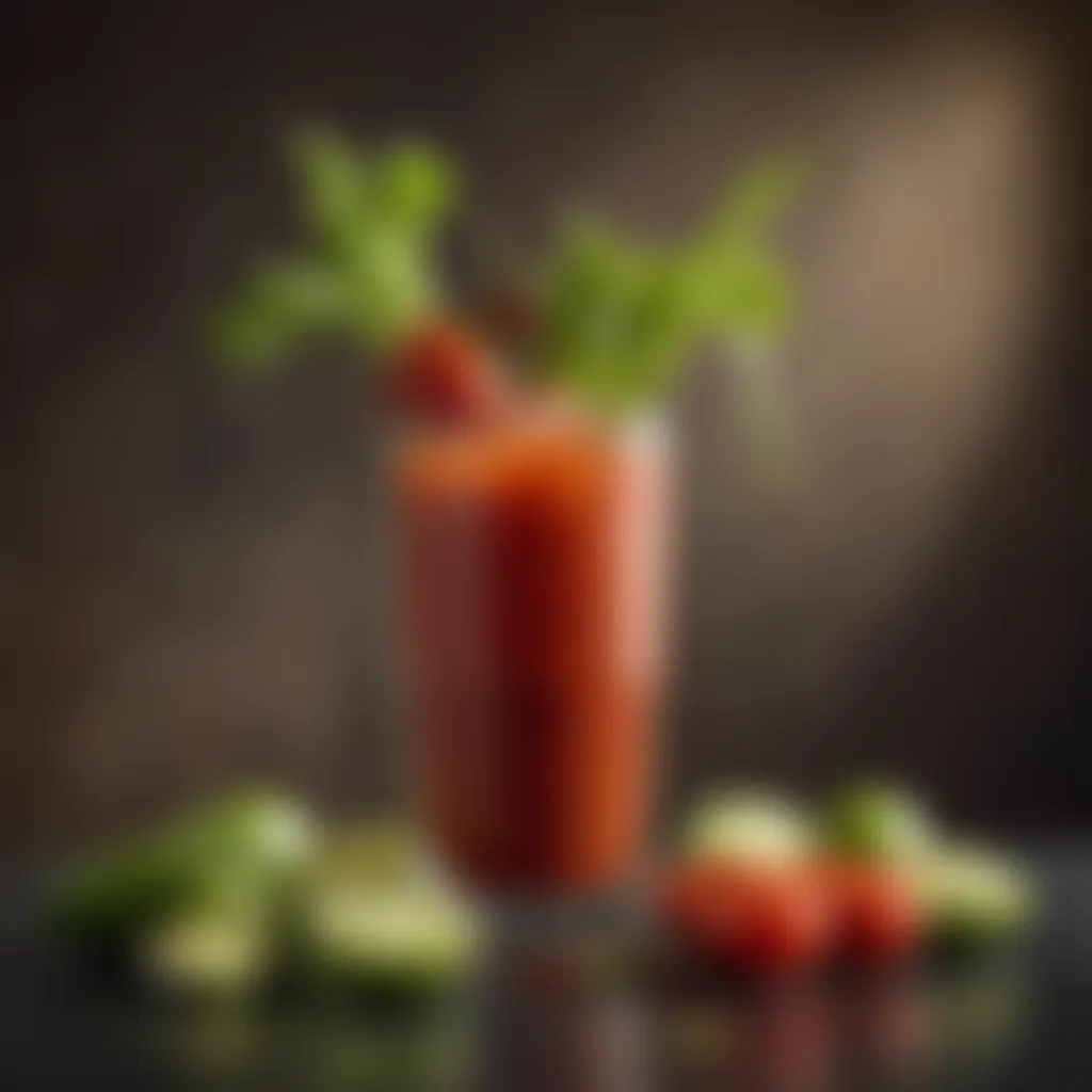 A vibrant Bloody Mary garnished with celery and olives