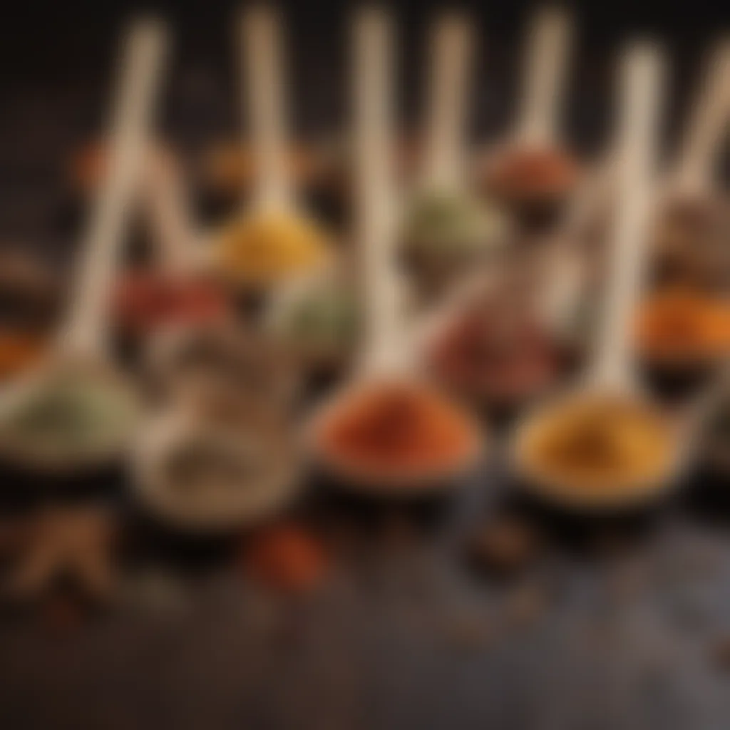 Aromatic Spices in Wooden Spoons