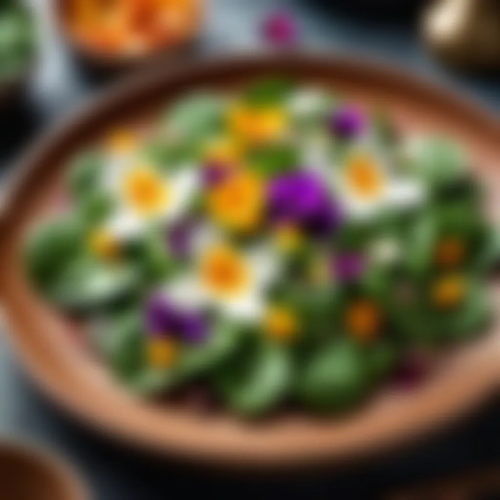 Fresh Spinach Salad with Edible Flowers