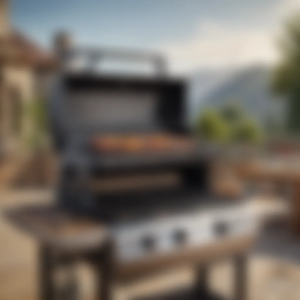 A variety of grill types displayed outdoors, emphasizing versatility.