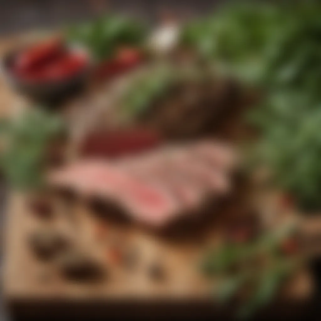 An array of fresh herbs and spices laid out on a wooden board, illustrating the natural ingredients for seasoning.