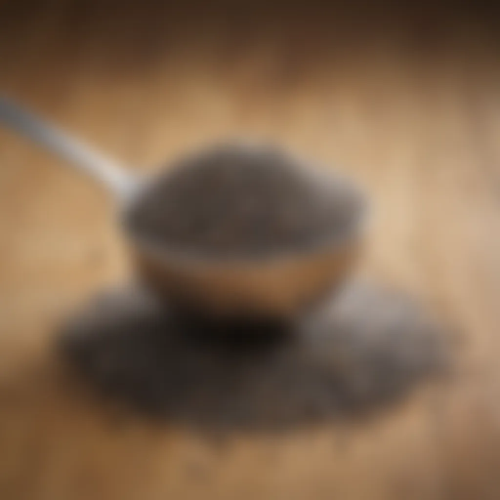 Chia seeds with a spoon, highlighting healthy nutrition