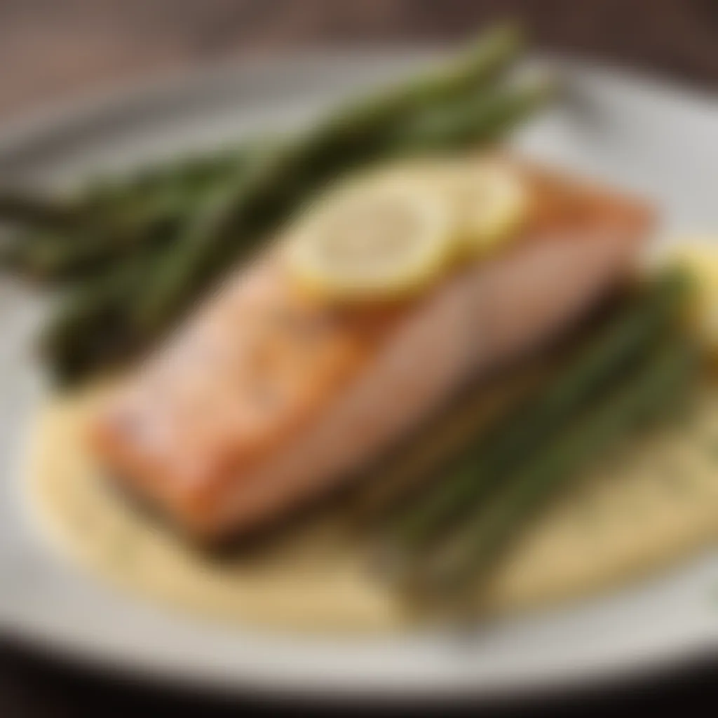 Grilled Salmon with Lemon Dill Sauce and Roasted Asparagus