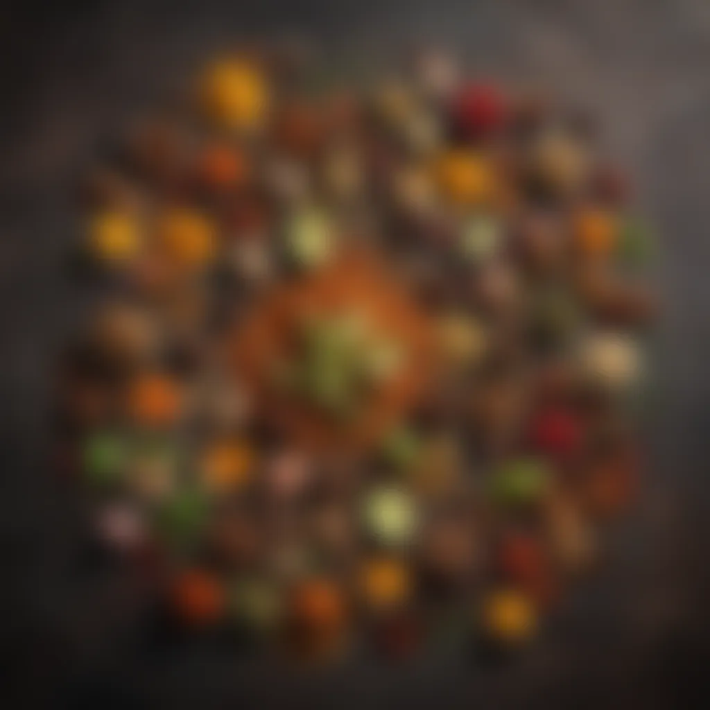 Vibrant Array of Spices A vibrant array of spices used in HelloFresh's Southwest blend showcasing their rich colors.