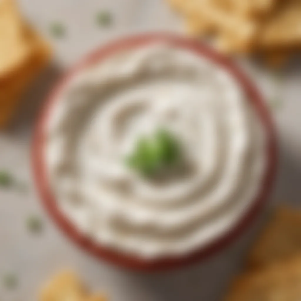 Close-up of the creamy texture of Hidden Valley Ranch seasoning dip on a cracker.