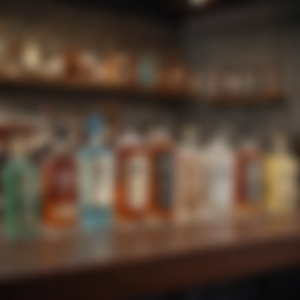 Selection of keto-friendly spirits and mixers on a stylish bar