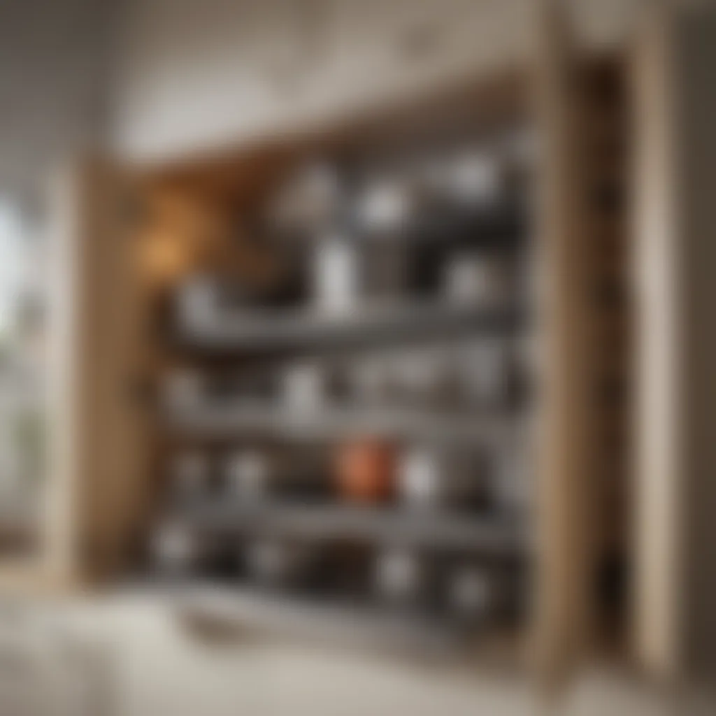 Neatly Arranged Pots and Pans in Cabinet