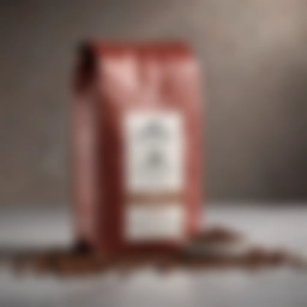 Close-up of La Colombe Coffee packaging highlighting sustainability