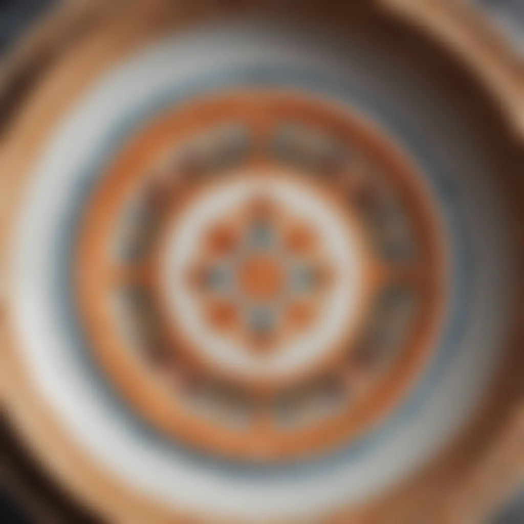 Close-up of intricate patterns on an old dish