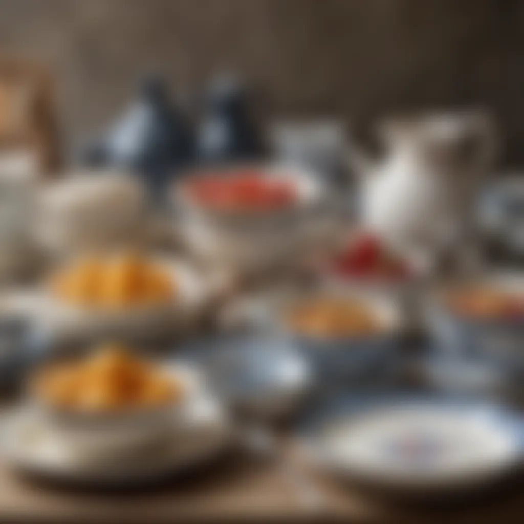 A collection of vintage dishware arranged artistically